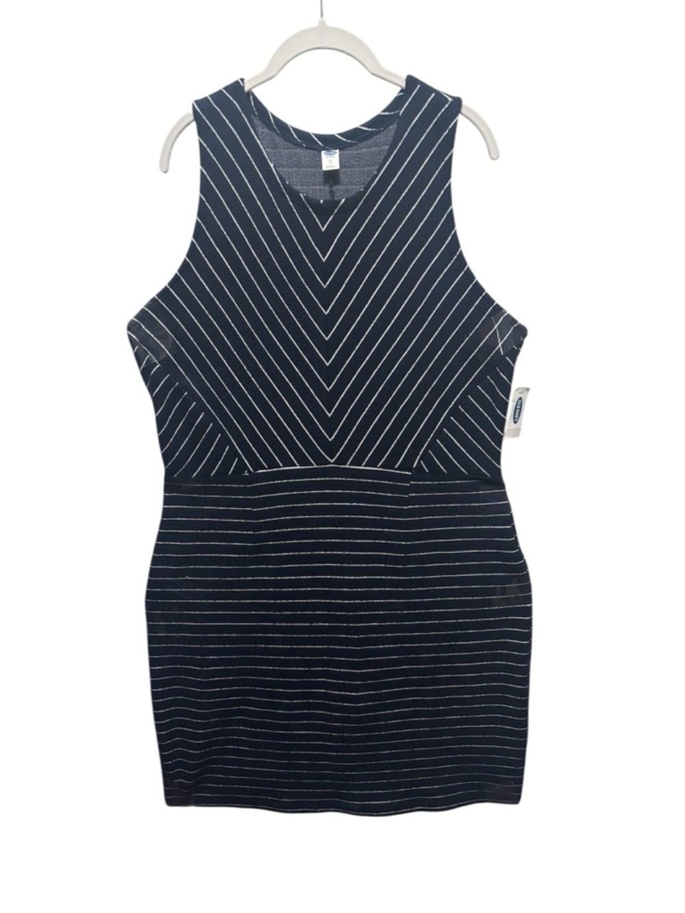 Old Navy Navy & White Striped Sleeveless Dress XL Fit & Flare Casual Midi Dress